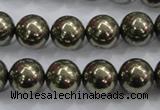 CPY25 16 inches 14mm round pyrite gemstone beads wholesale