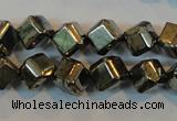 CPY361 15.5 inches 6*6mm faceted cube pyrite gemstone beads