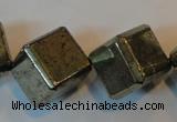CPY365 15.5 inches 16*16mm faceted cube pyrite gemstone beads