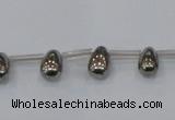 CPY550 Top drilled 6*9mm teardrop pyrite gemstone beads