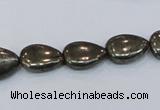 CPY577 15.5 inches 10*14mm flat teardrop pyrite gemstone beads