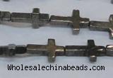 CPY583 15.5 inches 10*15mm cross pyrite gemstone beads wholesale