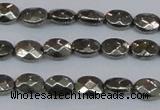 CPY630 15.5 inches 6*8mm faceted oval pyrite gemstone beads