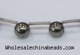 CPY665 Top drilled 10mm round pyrite gemstone beads wholesale