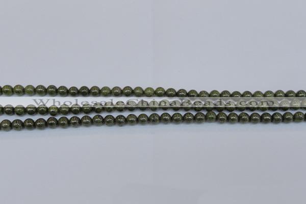 CPY750 15.5 inches 4mm round pyrite gemstone beads wholesale