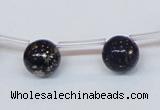 CPY785 Top drilled 10mm round pyrite gemstone beads wholesale