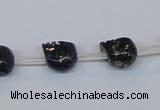 CPY787 Top drilled 8mm carved skull pyrite gemstone beads