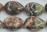 CRA19 15.5 inches 18*25mm flat teardrop natural rainforest agate beads