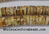 CRB1017 15.5 inches 2*6mm heishi picture jasper beads wholesale