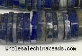 CRB1085 15.5 inches 5*20mm - 6*22mm faceted heishi lapis lazuli beads