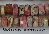 CRB1284 15.5 inches 6*10mm faceted rondelle rhodochrosite beads