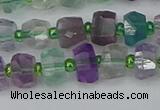 CRB1288 15.5 inches 6*10mm faceted rondelle fluorite beads