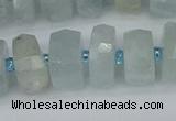 CRB1312 15.5 inches 6*12mm faceted rondelle aquamarine beads