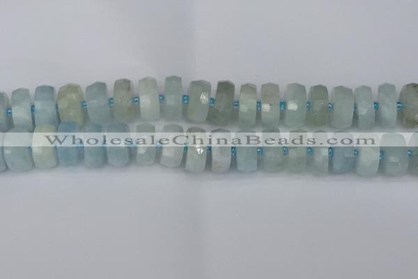 CRB1316 15.5 inches 8*18mm faceted rondelle aquamarine beads