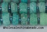 CRB1371 15.5 inches 6*10mm faceted rondelle amazonite beads