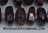 CRB1415 15.5 inches 8*18mm faceted rondelle red garnet beads