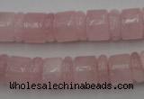 CRB149 15.5 inches 6*12mm & 10*12mm rondelle rose quartz beads
