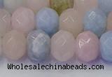 CRB1830 15.5 inches 6*10mm faceted rondelle morganite beads