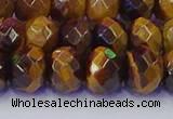 CRB1842 15.5 inches 6*10mm faceted rondelle yellow tiger eye beads