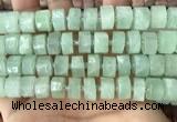 CRB2168 15.5 inches 13mm - 14mm faceted tyre light prehnite beads
