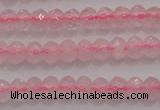 CRB220 15.5 inches 2.5*4mm faceted rondelle rose quartz beads