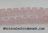 CRB450 15.5 inche 5*8mm tyre matte rose quartz gemstone beads