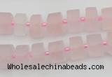 CRB452 15.5 inche 7*11mm tyre matte rose quartz gemstone beads