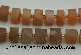 CRB463 15.5 inche 6*10mm tyre matte moonstone gemstone beads