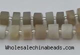 CRB467 15.5 inche 8*12mm tyre matte grey moonstone gemstone beads