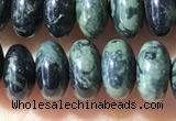 CRB5343 15.5 inches 5*8mm rondelle green picture jasper beads