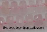 CRB557 15.5 inches 6*10mm faceted rondelle rose quartz beads
