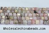 CRB5607 15.5 inches 7mm - 8mm faceted tyre pink opal beads
