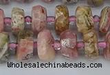 CRB834 15.5 inches 6*10mm faceted rondelle rhodochrosite beads