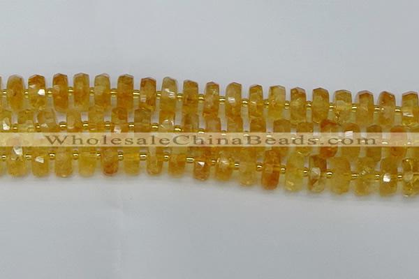 CRB846 15.5 inches 8*18mm faceted rondelle citrine beads