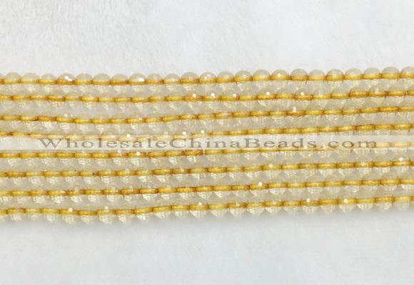 CRBS15 15 inches 4mm faceted round citrine beads wholesale