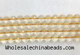 CRBS19 15 inches 12mm faceted round citrine beads wholesale