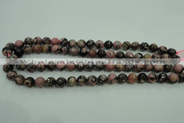 CRD14 15.5 inches 10mm faceted round rhodonite gemstone beads