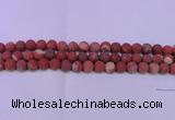 CRE161 15.5 inches 6mm round matte red jasper beads