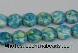 CRF116 15.5 inches 10mm flat round dyed rain flower stone beads