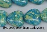CRF135 15.5 inches 20*20mm heart dyed rain flower stone beads