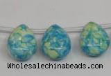 CRF148 Top-drilled 13*18mm flat teardrop dyed rain flower stone beads