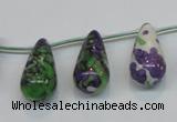 CRF15 11*21mm top-drilled teardrop dyed rain flower stone beads