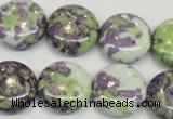 CRF17 15.5 inches 20mm flat round dyed rain flower stone beads