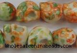 CRF362 15.5 inches 11*12mm skull dyed rain flower stone beads