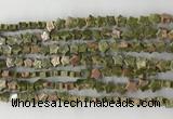 CRG34 15.5 inches 6mm flat star unakite gemstone beads wholesale