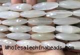 CRI135 15.5 inches 10*30mm faceted rice moonstone gemstone beads