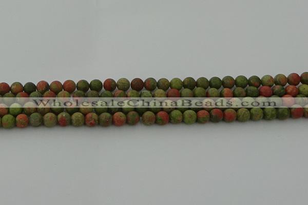 CRO1061 15.5 inches 6mm round matte unakite beads wholesale
