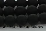 CRO1133 15.5 inches 10mm round matte black agate gemstone beads