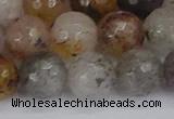 CRO1199 15.5 inches 12mm faceted round mixed lodalite quartz beads