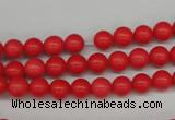 CRO44 15.5 inches 6mm round synthetic coral beads wholesale